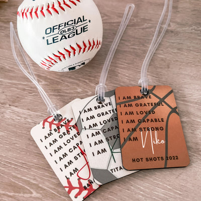 Sports Theme Backpack Tags by Bhaasha Basics 