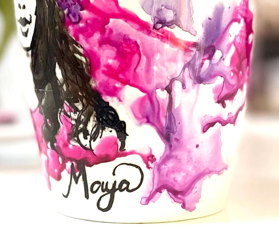 Personalized Hand Painted Mug - Decked in Silver - Holiday Collection