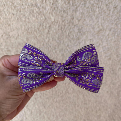 Purple and Silver Hair Bow