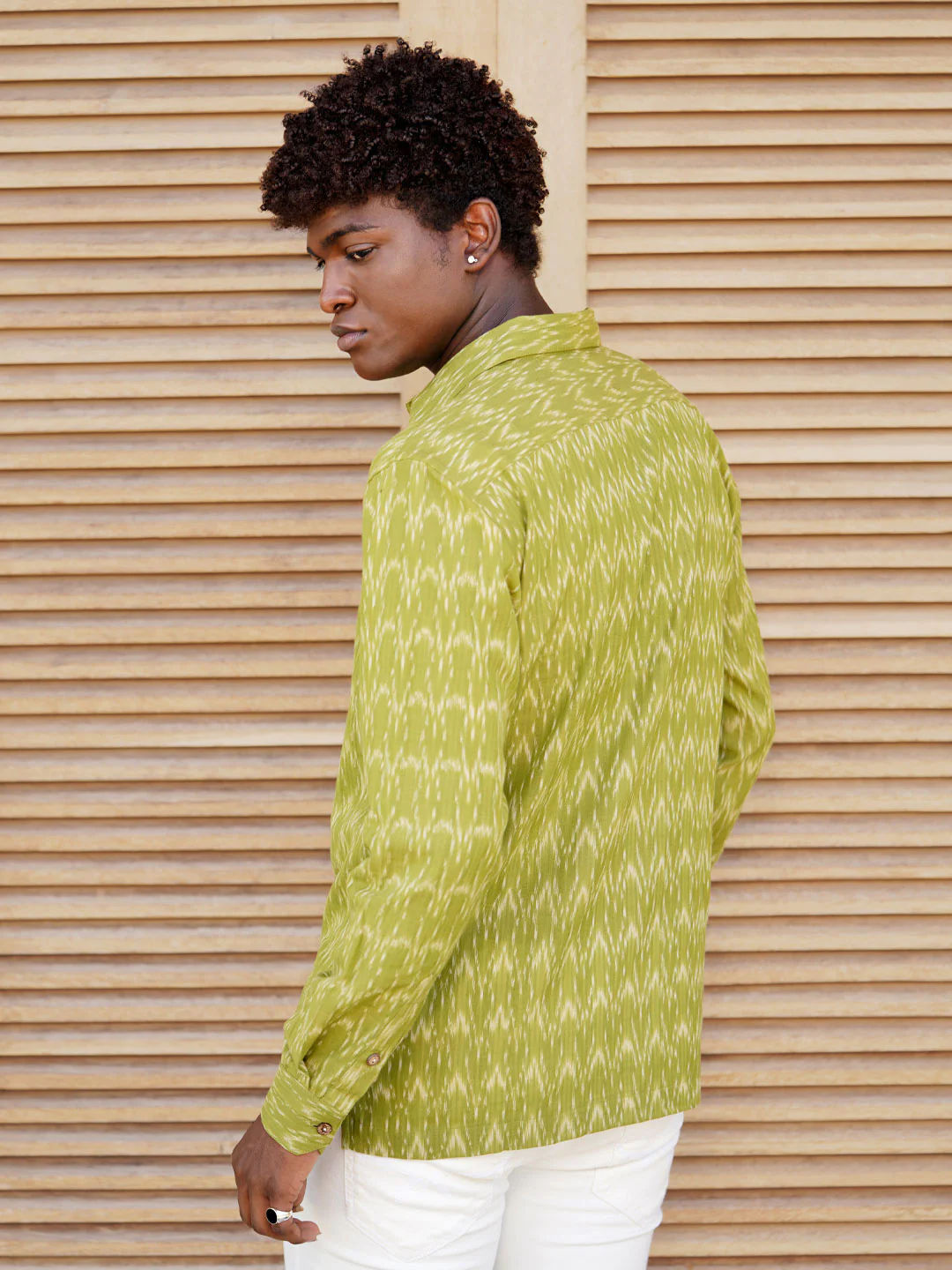 Comfort Fit Handwoven Ikat Shirt - Wild Moss