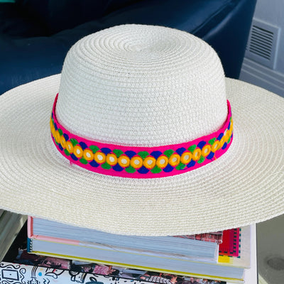 Pink Mirror Border Beach Hat by Modern Desi