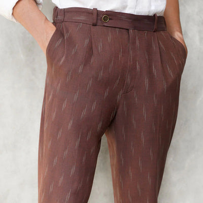Walnut Brown Ikat Pants By Pali