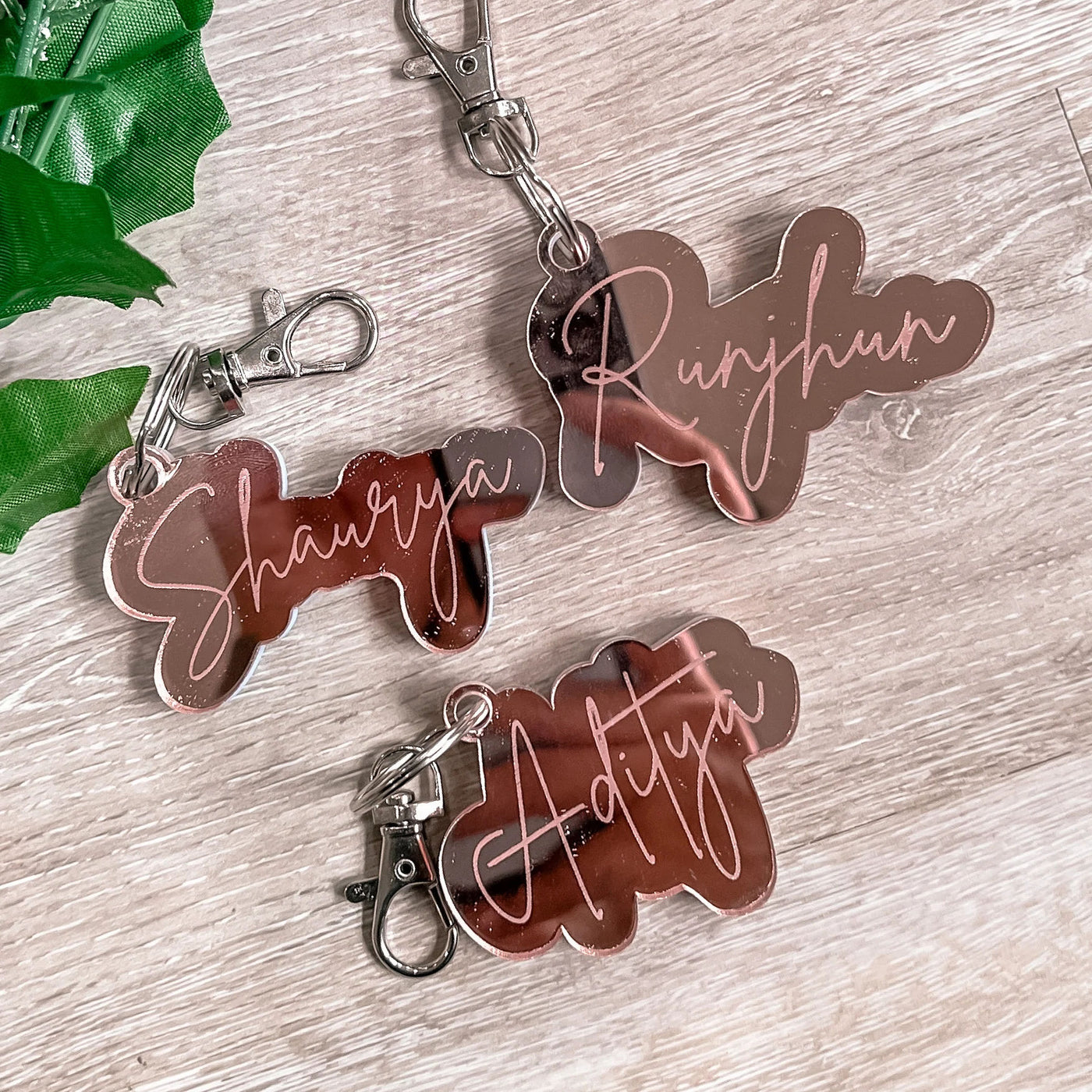 Mirrored Acrylic Name Keychain by Bhaasha Basics