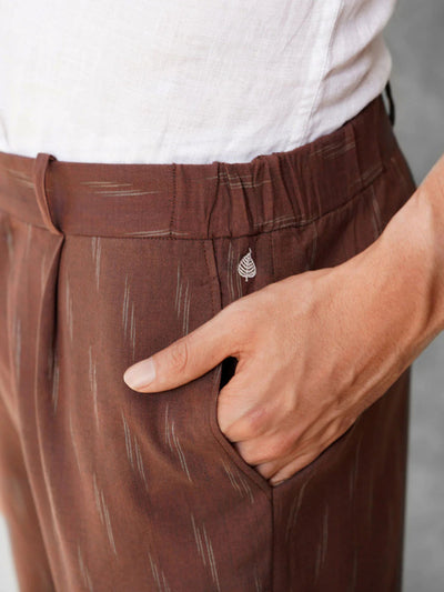 Slim Fit Handwoven Ikat Pants - Walnut Brown