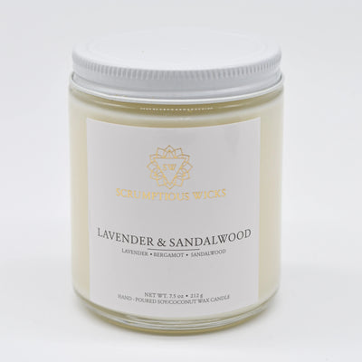 Lavendar & Sandalwood Jar candle by Scrumptious Wicks