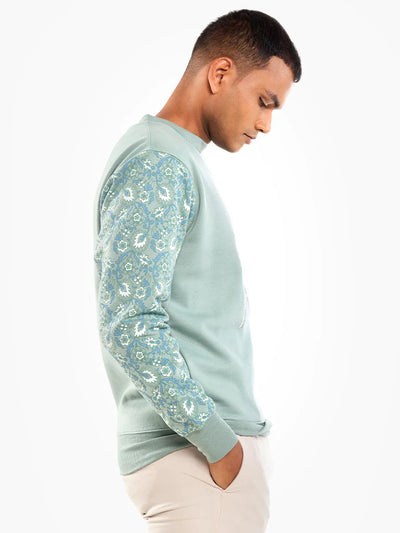 Unisex Printed Crewneck Sweatshirt – Mint Green