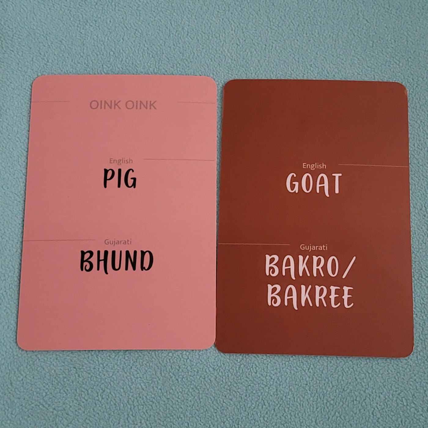 Gujarati- English (Animals) Flash Cards