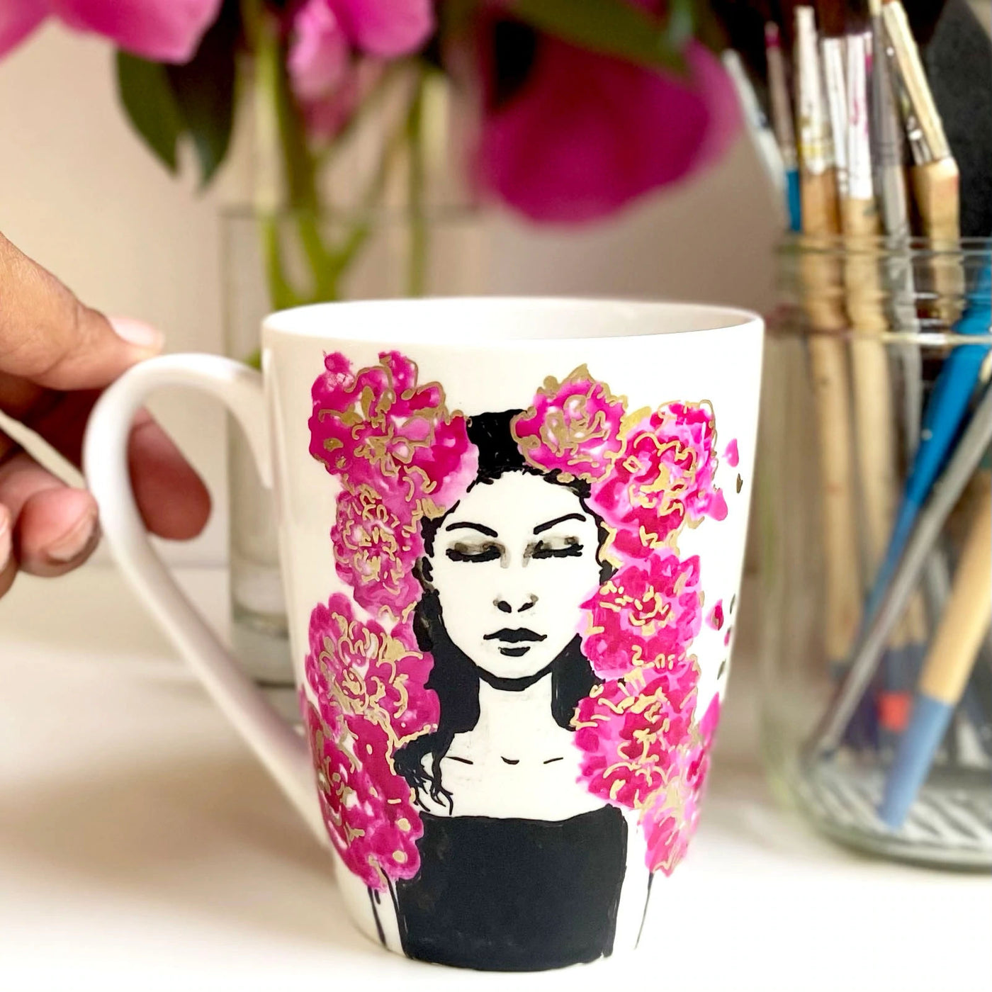 Flower Girl Mug by Laksh Sarkar Creations