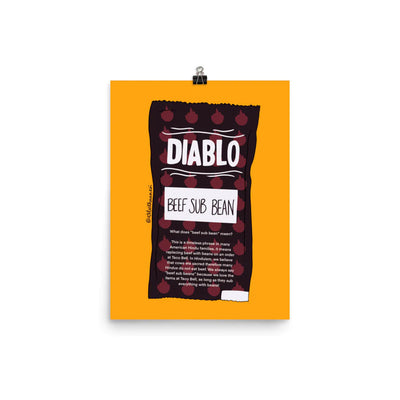 Desi Taco Bell Diablo Sauce Print: Beef Sub Bean