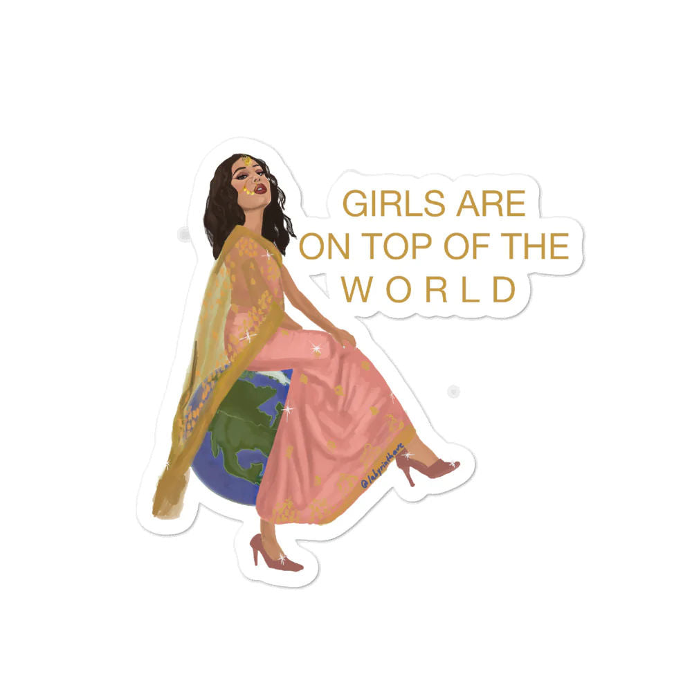 Girls are on top of the word sticker By Labyrinthave