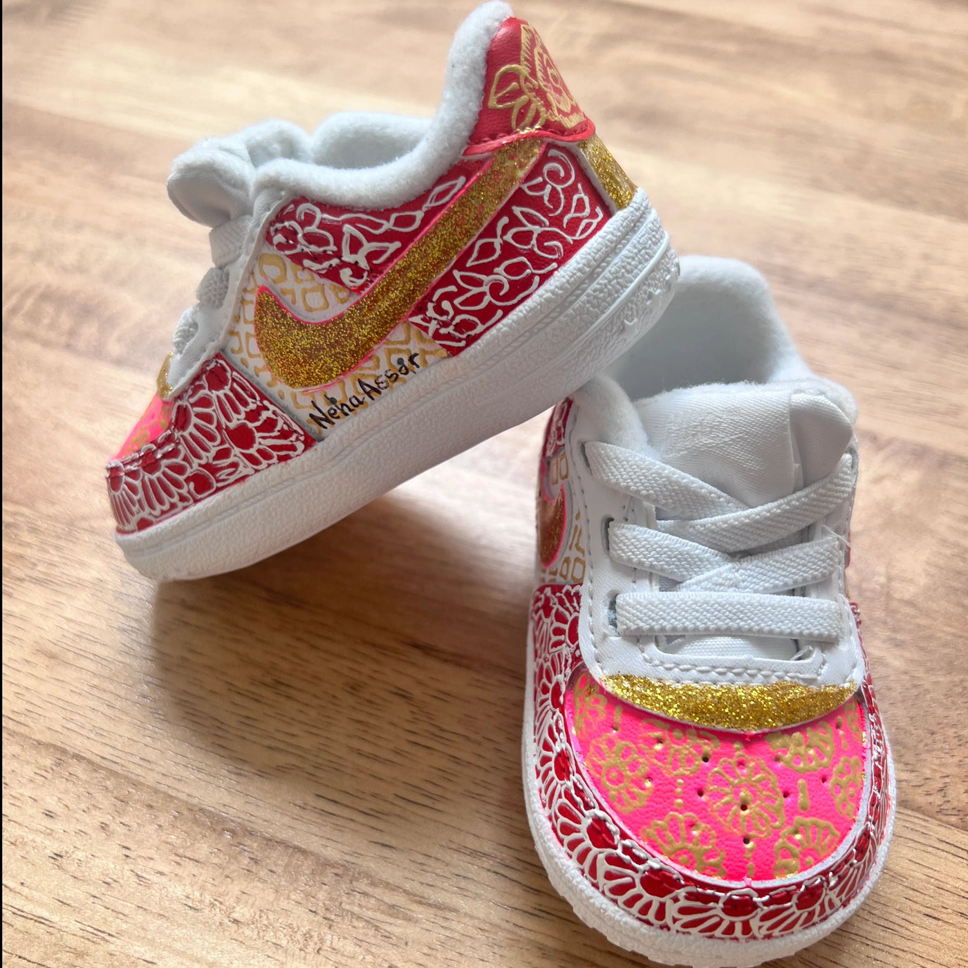 Custom Painted Baby Nike AF 1 by Neha Assar Artistry 