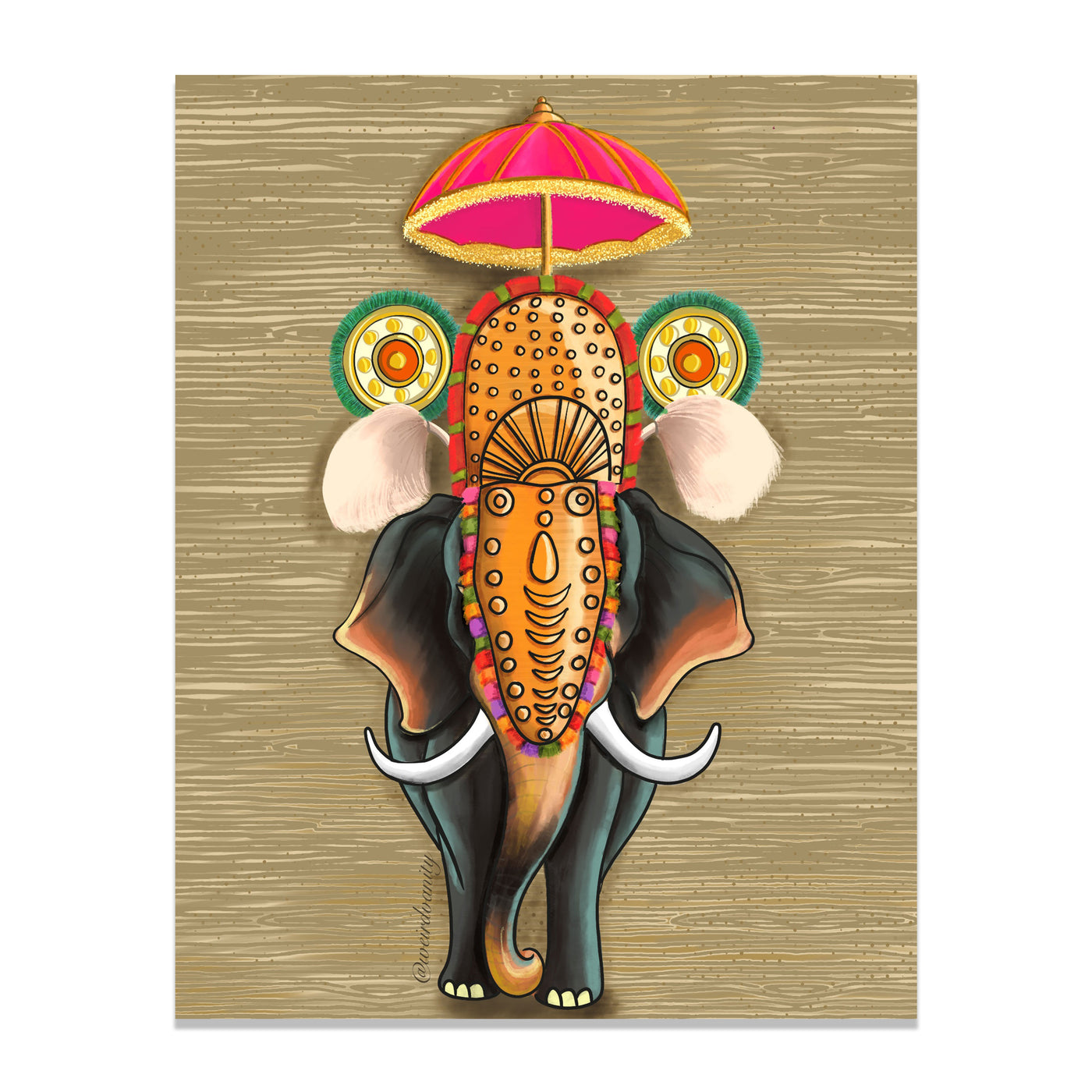 Kerala Thrissur Puram Elephant Print
