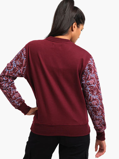 Unisex Printed Crewneck Sweatshirt - Maroon