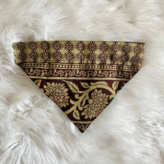 Brown upcycled dog bandana by Pawsome Desi Boutique