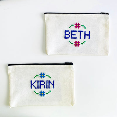 Custom Embroidered Makeup/Accessory Pouch (100% of Proceeds Donated)