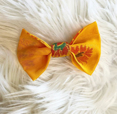 Yellow Saree Dog bowtie by Pawesome Desi Boutique