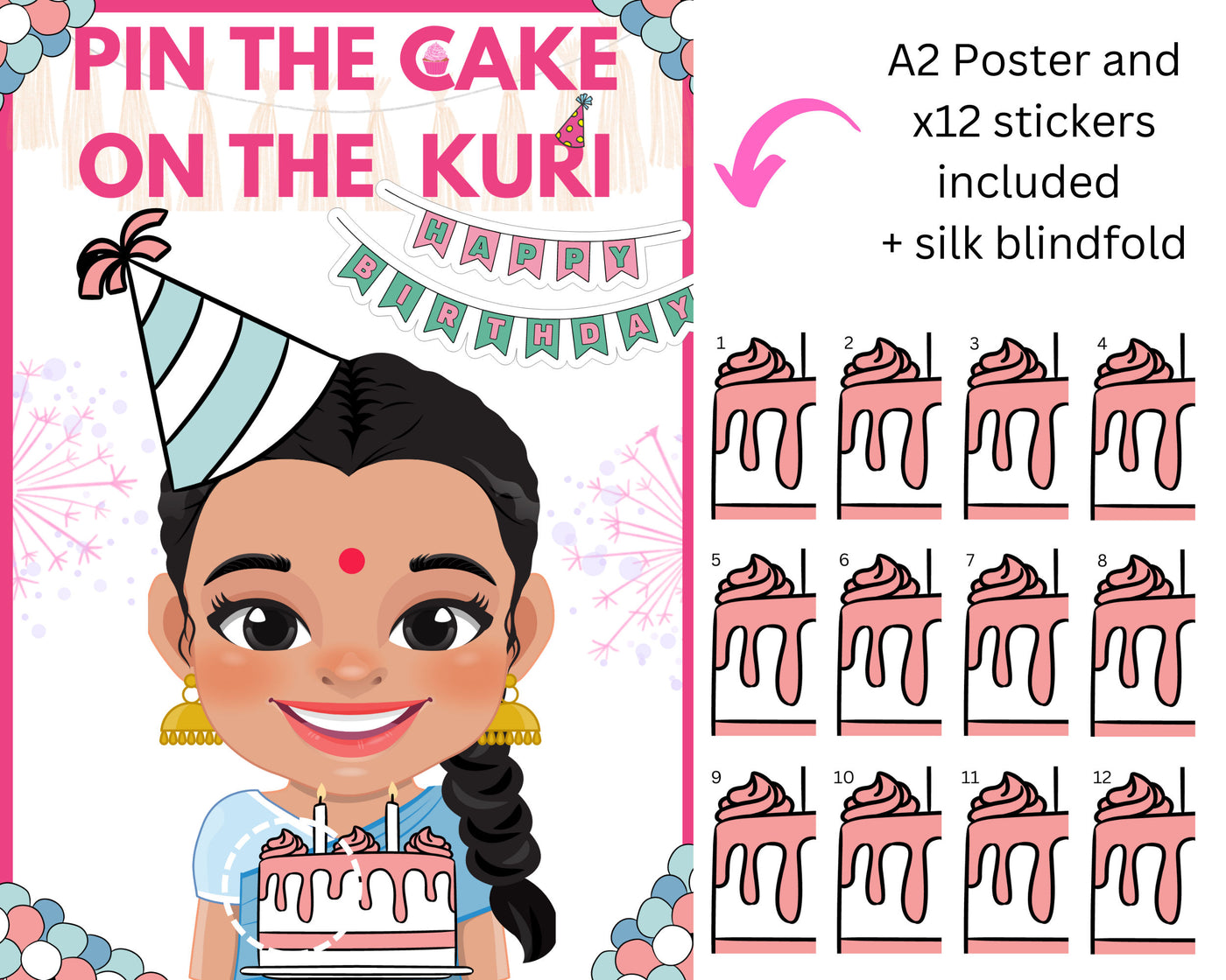 Pin The Cake On The Kuri- Asian Birthday Party Game
