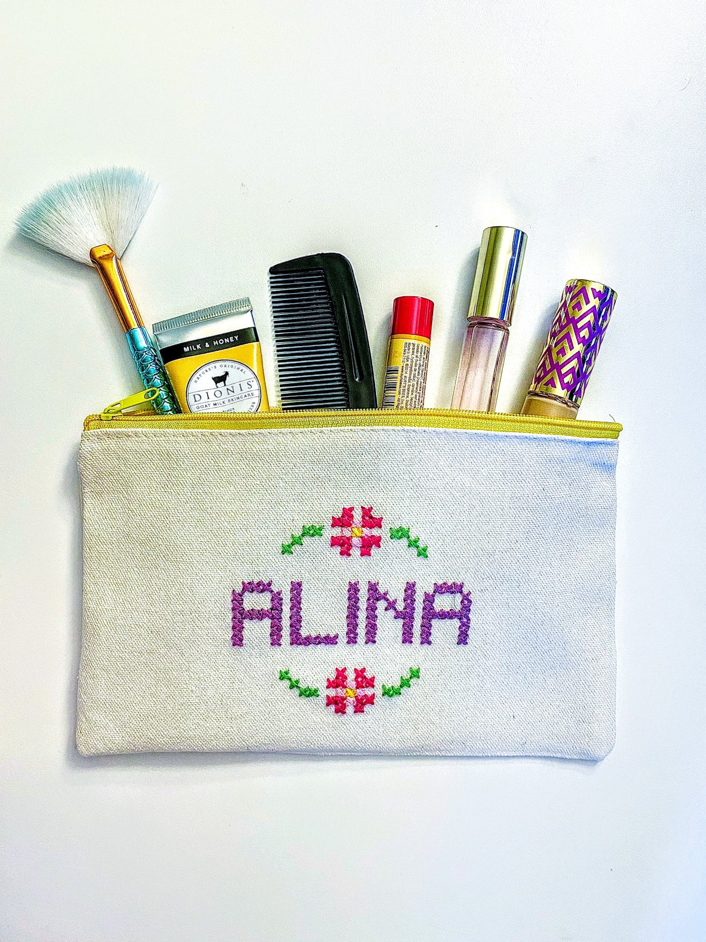 Custom Embroidered Makeup/Accessory Pouch (100% of Proceeds Donated)