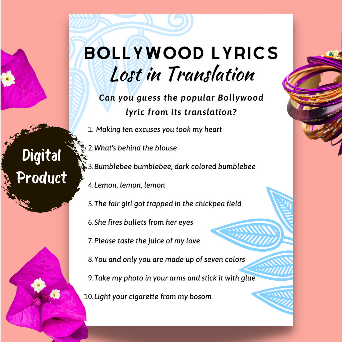 Bollywood Lyrics Game: Lost in Translation