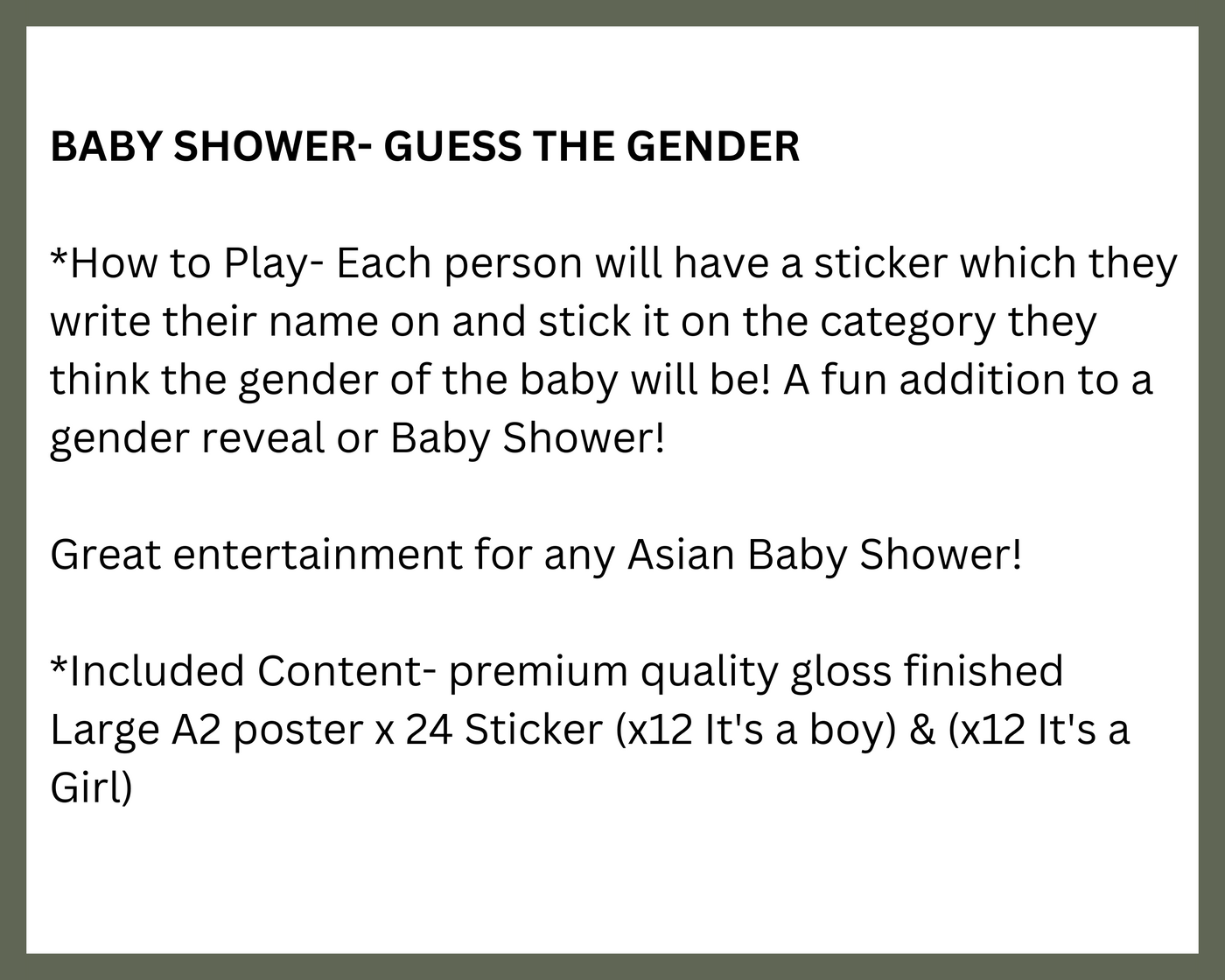 Baby Shower- Guess the Gender (Munda/Kuri)