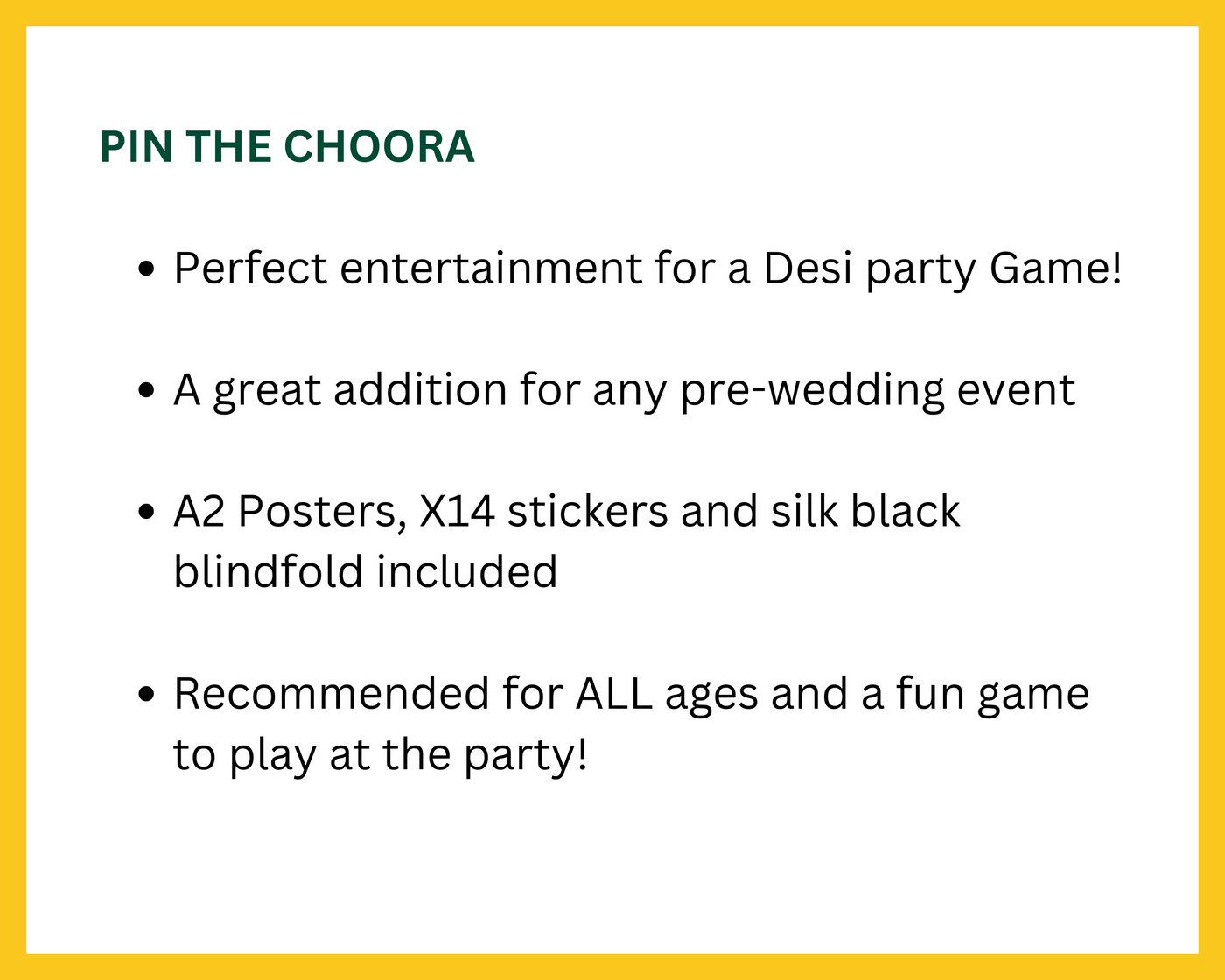 Pin the Choora- Asian Event Game