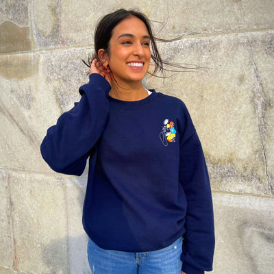 Navy Blue Embroidered Crew Neck by Dialogues of Desi Women