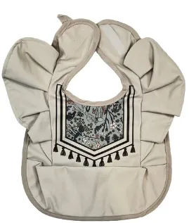 Ruffle Bib with Floral Stamp Design