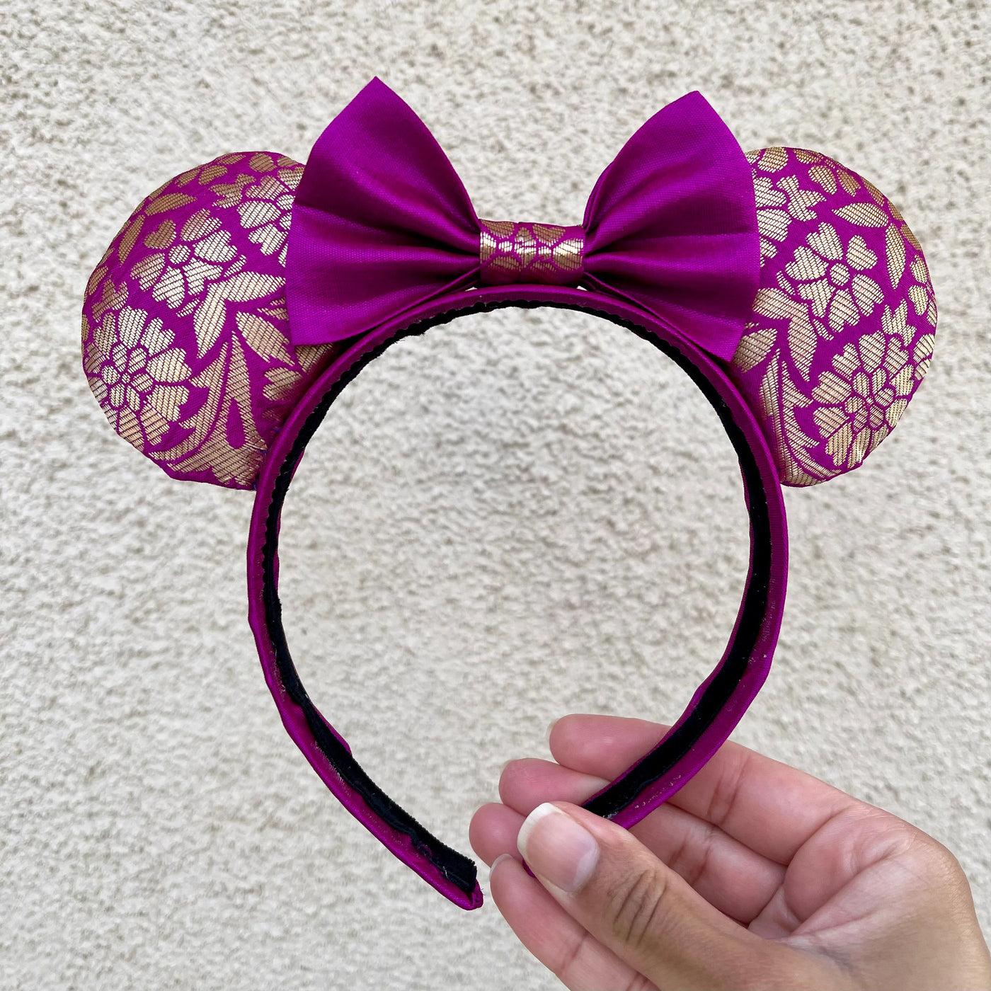 Fuschia and Gold Sari Minnie Mouse Ears (Child Size)