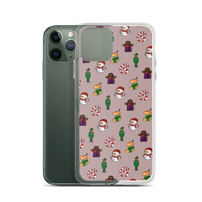 Desi Christmas Elements Gray iPhone Case