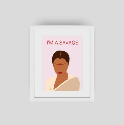 Savage Rekha Illustrated Art Print by Jatinder Creates 