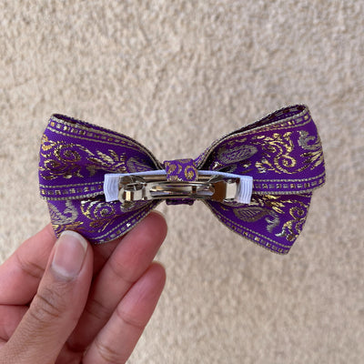 Purple and Silver Hair Bow