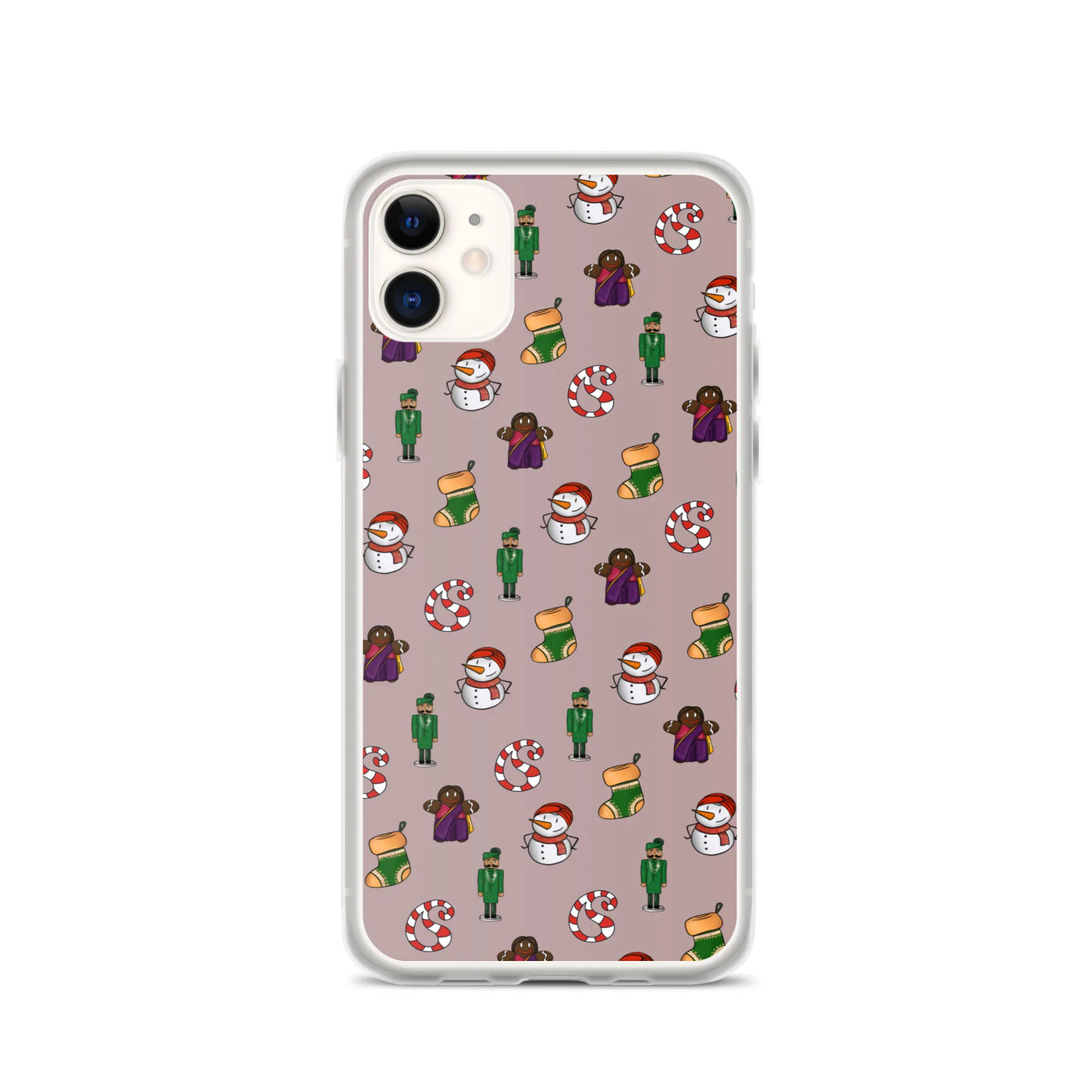 Desi Christmas Elements Gray iPhone Case