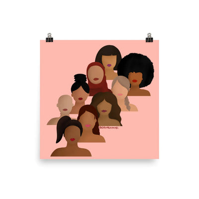 Diverse Women Empowerment Print Light Pink