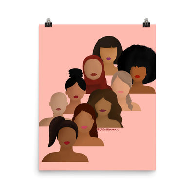 Diverse Women Empowerment Print Light Pink
