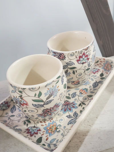 Tea Cup Gift Set (of 2) with Tray