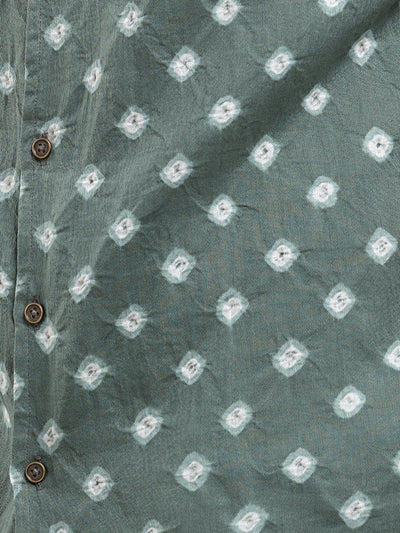 Short Sleeve Cuban Collar Bandhani Shirt – Sardine Gray