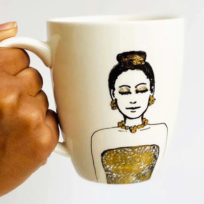 Gold holiday mug by Laksh Sarkar Creations