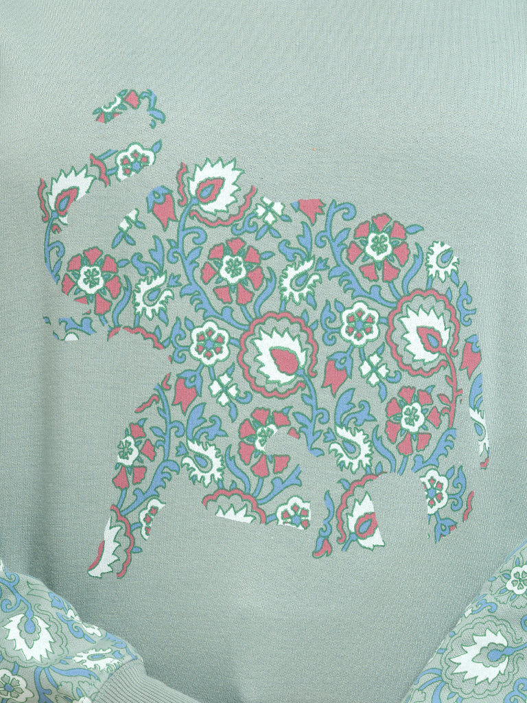 Unisex Printed Crewneck Sweatshirt – Mint Green