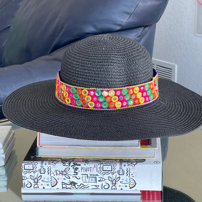 Colored Mirror Border Beach Hat by Modern Desi