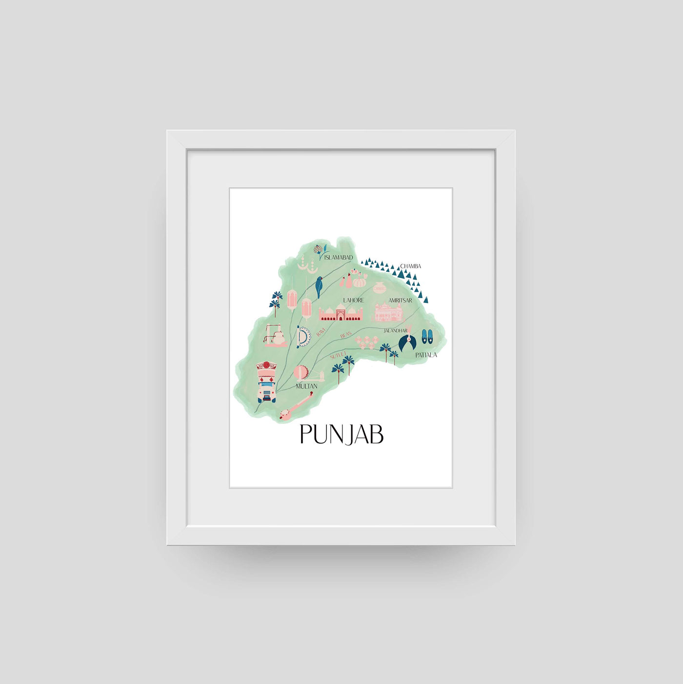 Punjab Illustrated Map by Jatinder Creates 