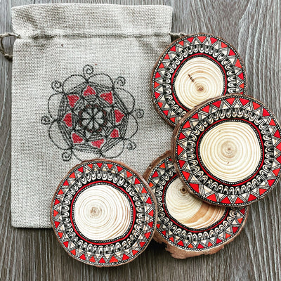 Maram Bark Wood Coasters by Tangle Time with Anushya