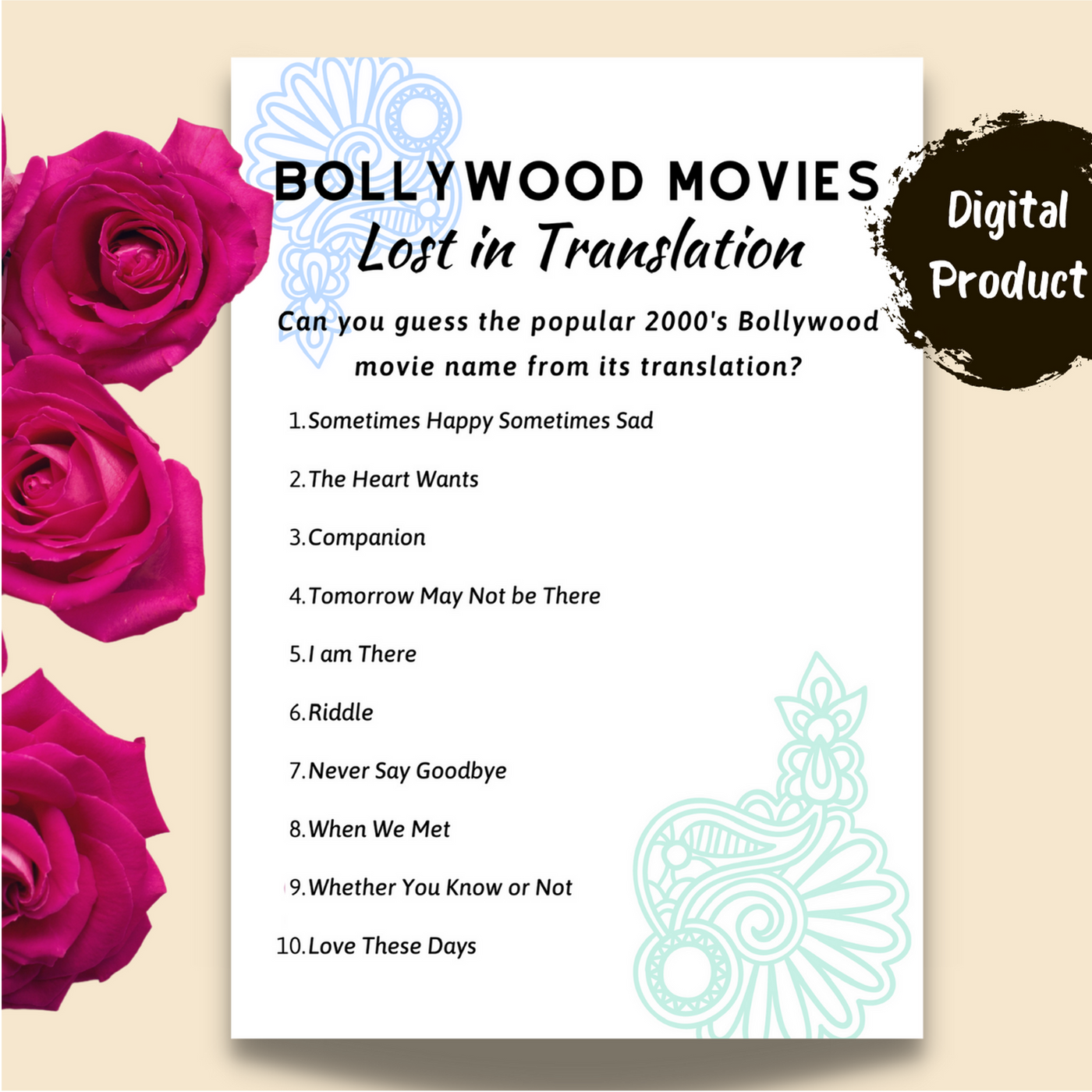2000's Bollywood game by Dosa Mimosa Prints