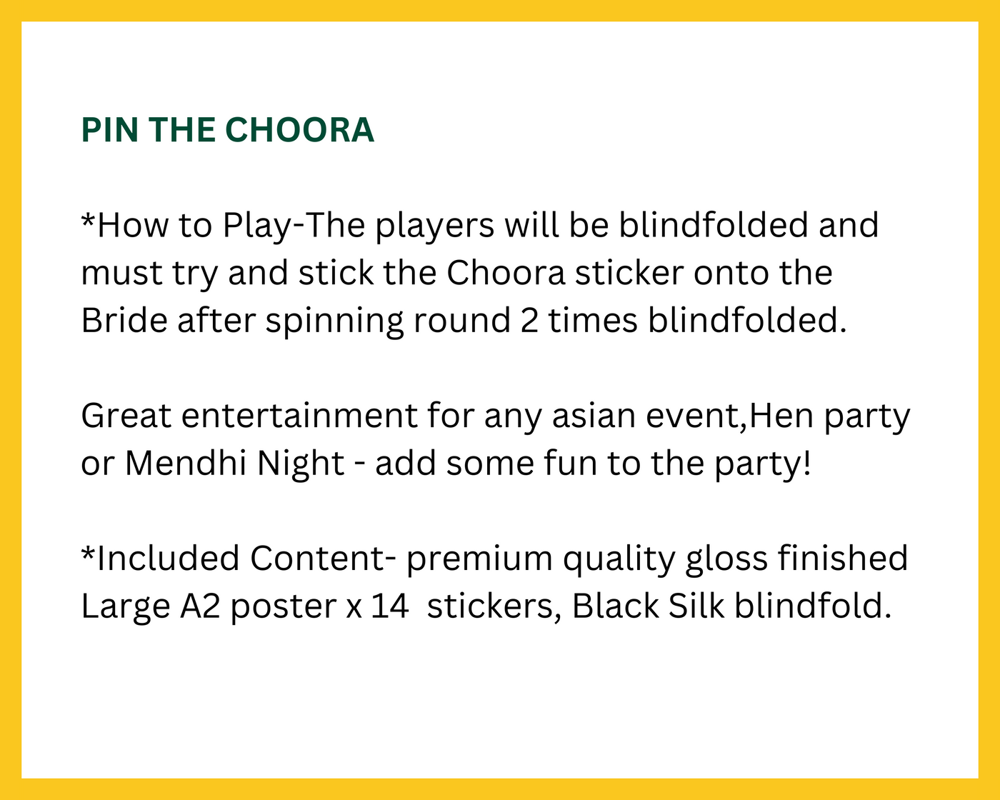 Pin the Choora- Asian Event Game