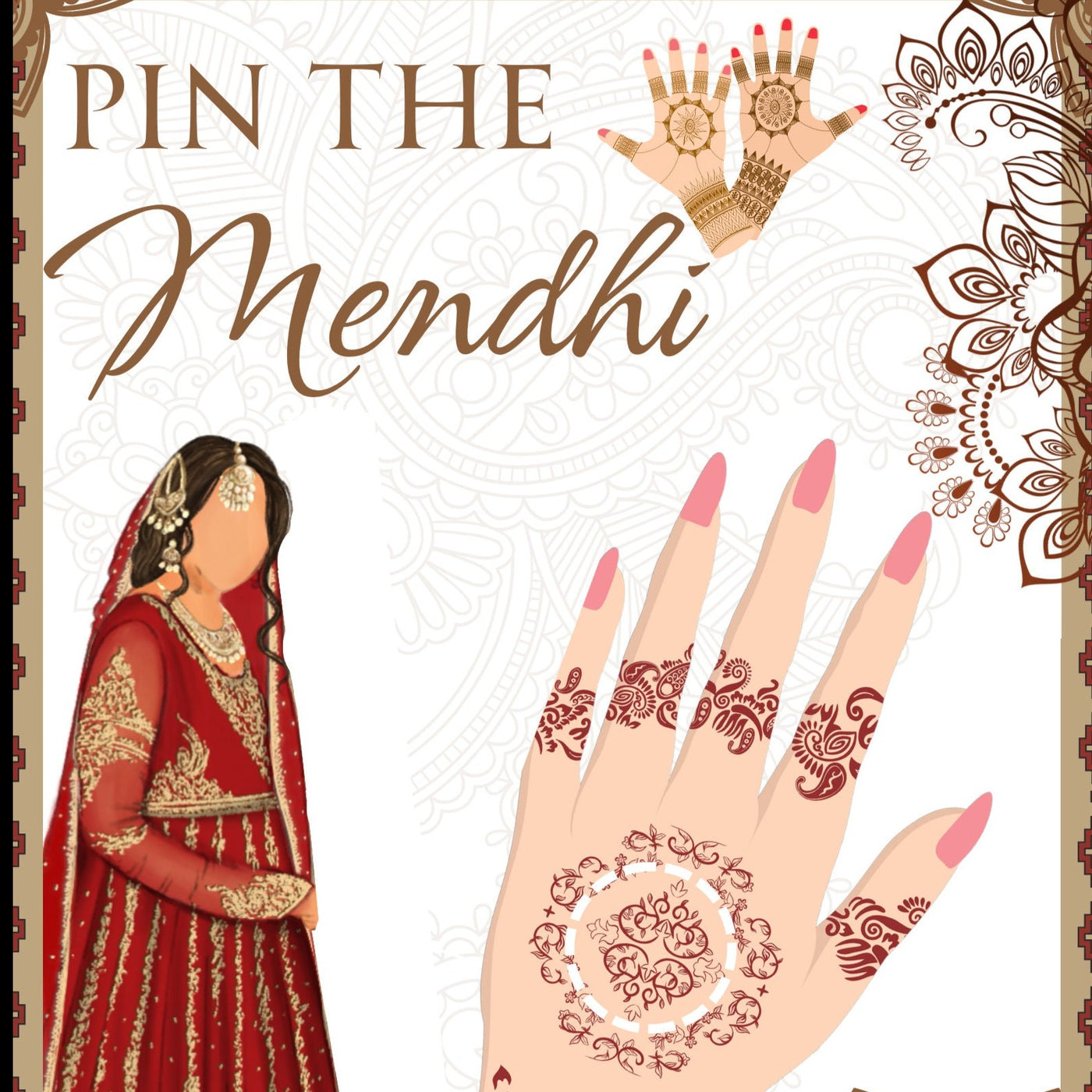 Pin the Mehndi game by Asian Event Store