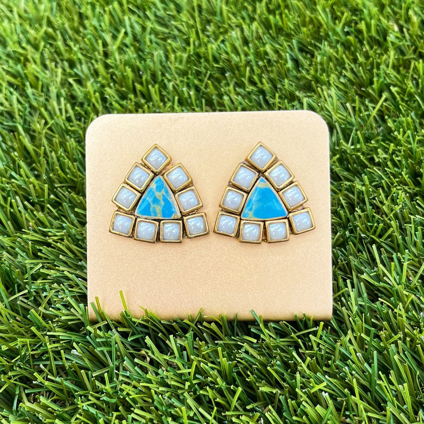 Triangular Kundan Studs by Darling Delights