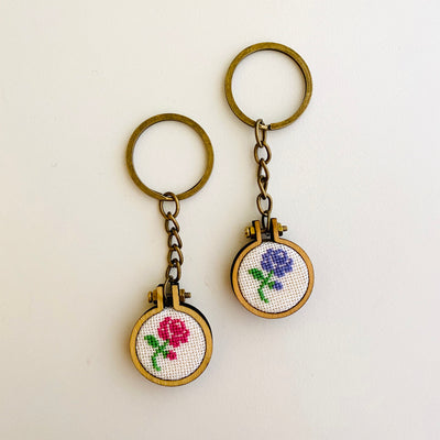Custom Embroidered Mini Embroidery Hoop Keychain or Pin (100% of Proceeds Donated)