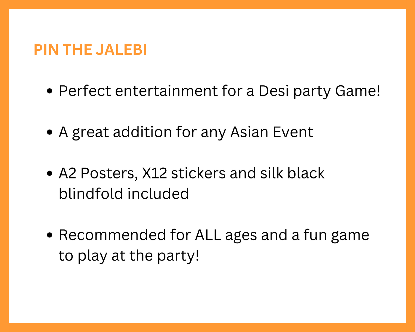 Pin the Jalebi- Asian Event Game