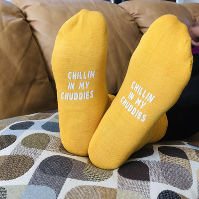 Chillin In My Chuddies Crew Socks