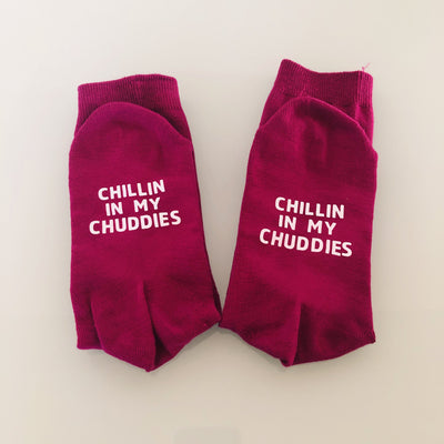 Chillin In My Chuddies Crew Socks